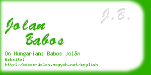 jolan babos business card